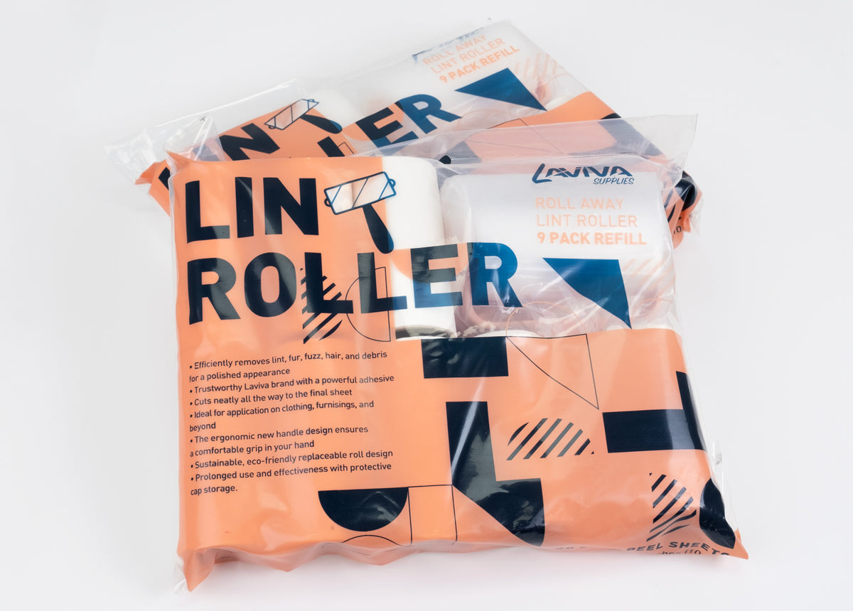 Versatile Extra Sticky Lint Roller - Ideal for Pet Hair & Crafting - 1 Handle + 8 Refills Laviva Supplies